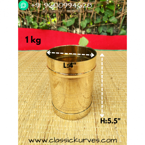 Brass Rice grains measuring pot / Kubera padi / Nira para / Naali ulakku / Rice measuring cup