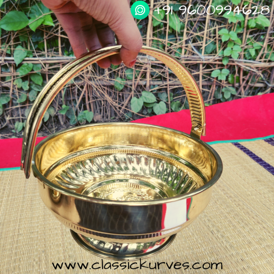 Brass Plain flower basket for pooja / Brass Archanai Koodai